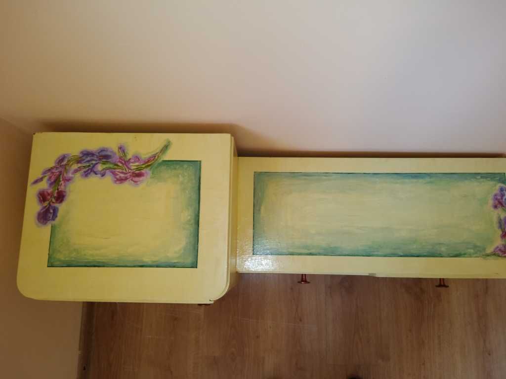 Szafka decoupage, irysy, kwiaty, cieniowanie