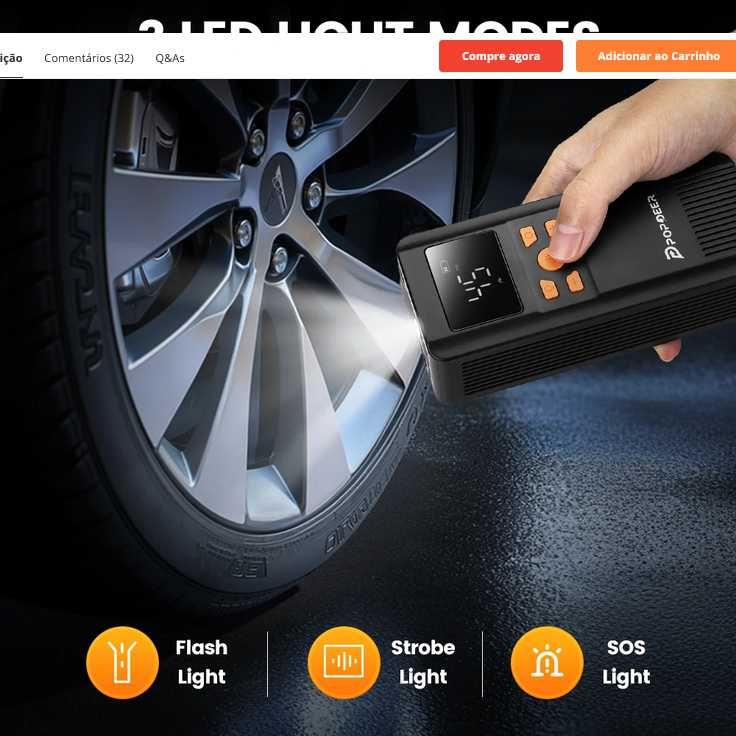 Compressor sem fio POPDEER PD-AP1 com 6000mAh