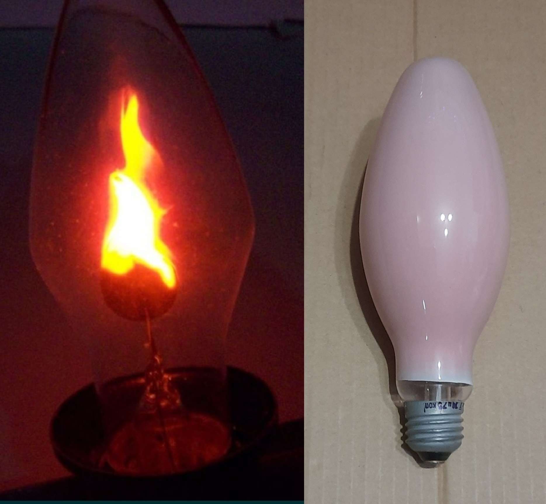 Неоновая лампочка свеча и розовая