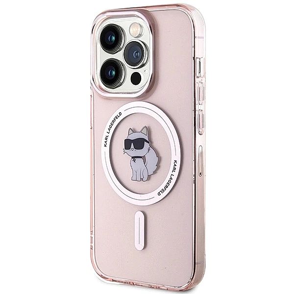 Etui Karl Lagerfeld IML Choupette MagSafe na iPhone 15 Pro - różowe