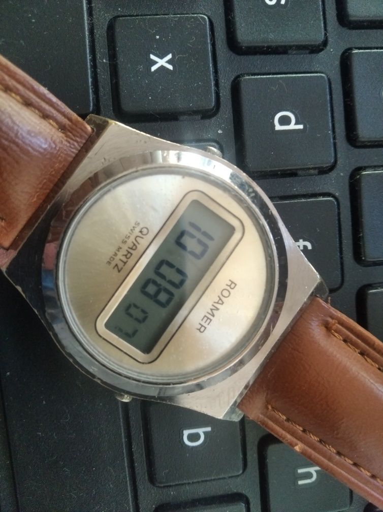 Roamer LCD rarytas kolekcjonerski męski zegarek Swiss Made