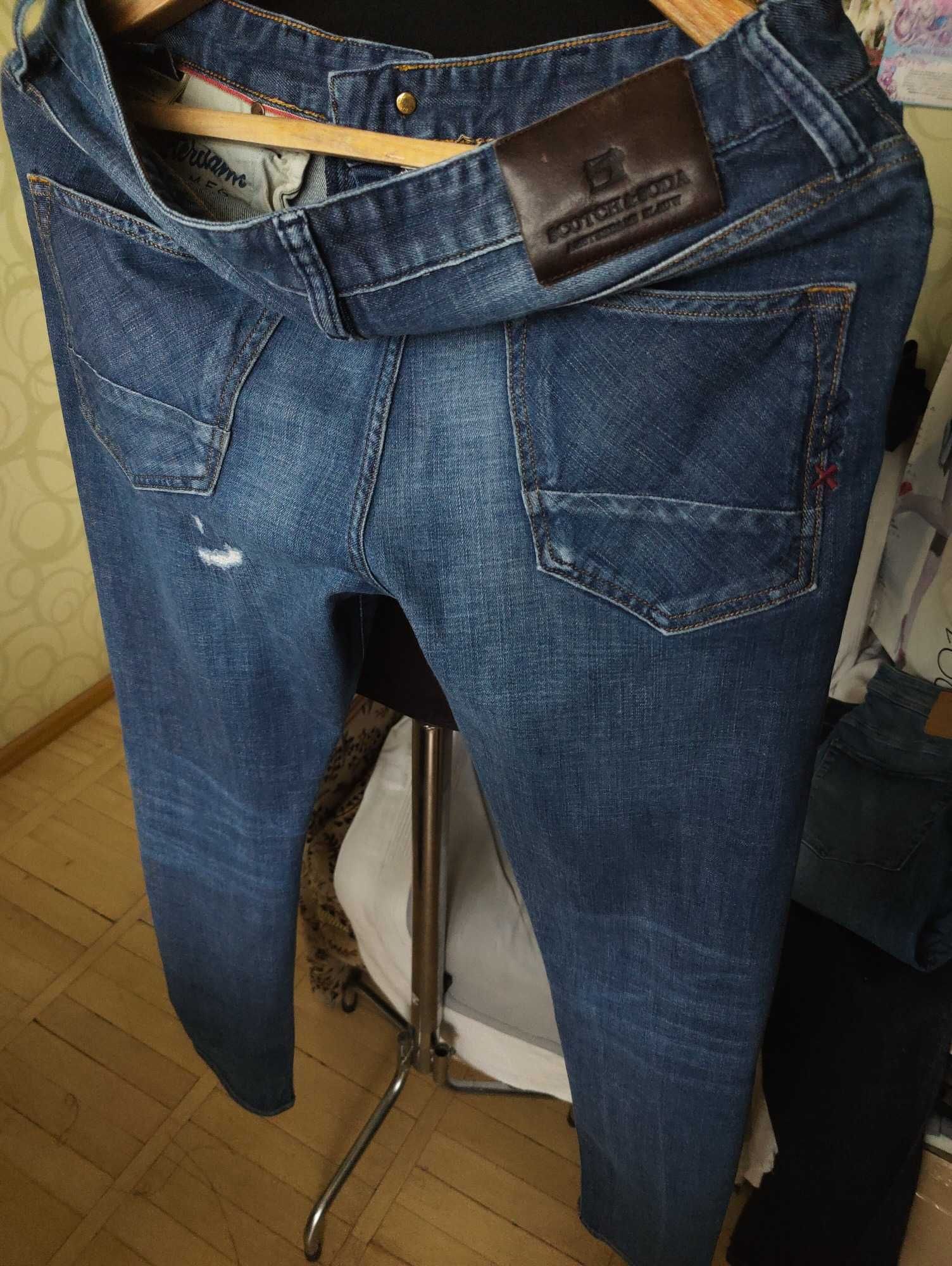 Джинсы Scotch&Soda Ralston ripped jeans Дания w31 stretch mid blue.