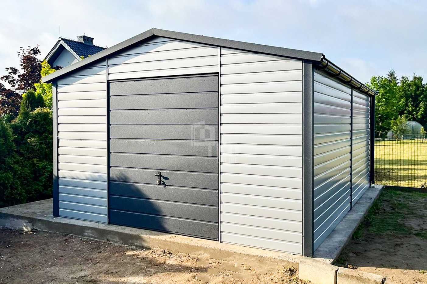 Garaż Blaszany Schowek 4,5X5M Brama Uchylna Rynny Blachodach Tkd264
