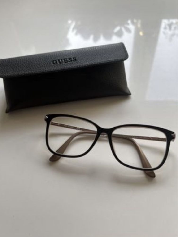 Guess okulary korekcyjne -2.25 szkla koty czarne różowe brokat oprawki