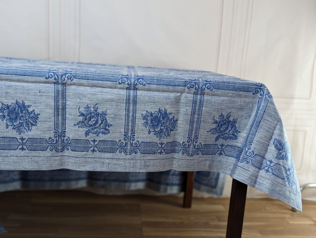 Oportunidade! Toalha mesa Linho azul, retangular 170 x250, Jacquard