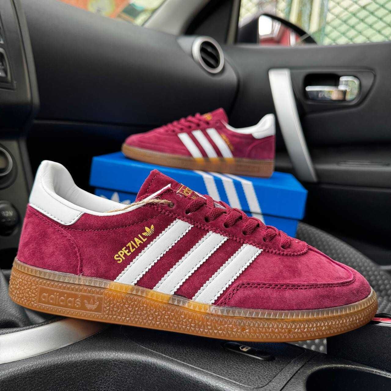 Жіночі кросівки Adidas Spezial бордовий з білим 323 ТОПОВІ