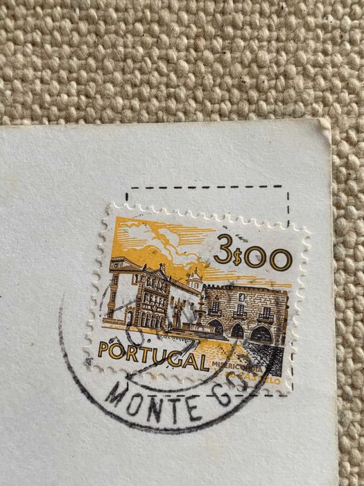 Postal Vila Real de Santo António, Portugal com selo antigo