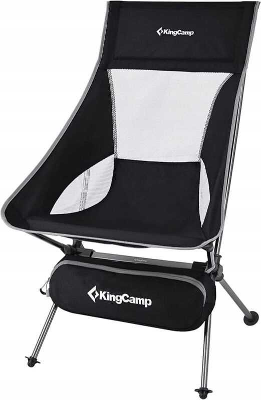 Krzesło turystyczne KingCamp Canna czarne skłądane na ryby kamping