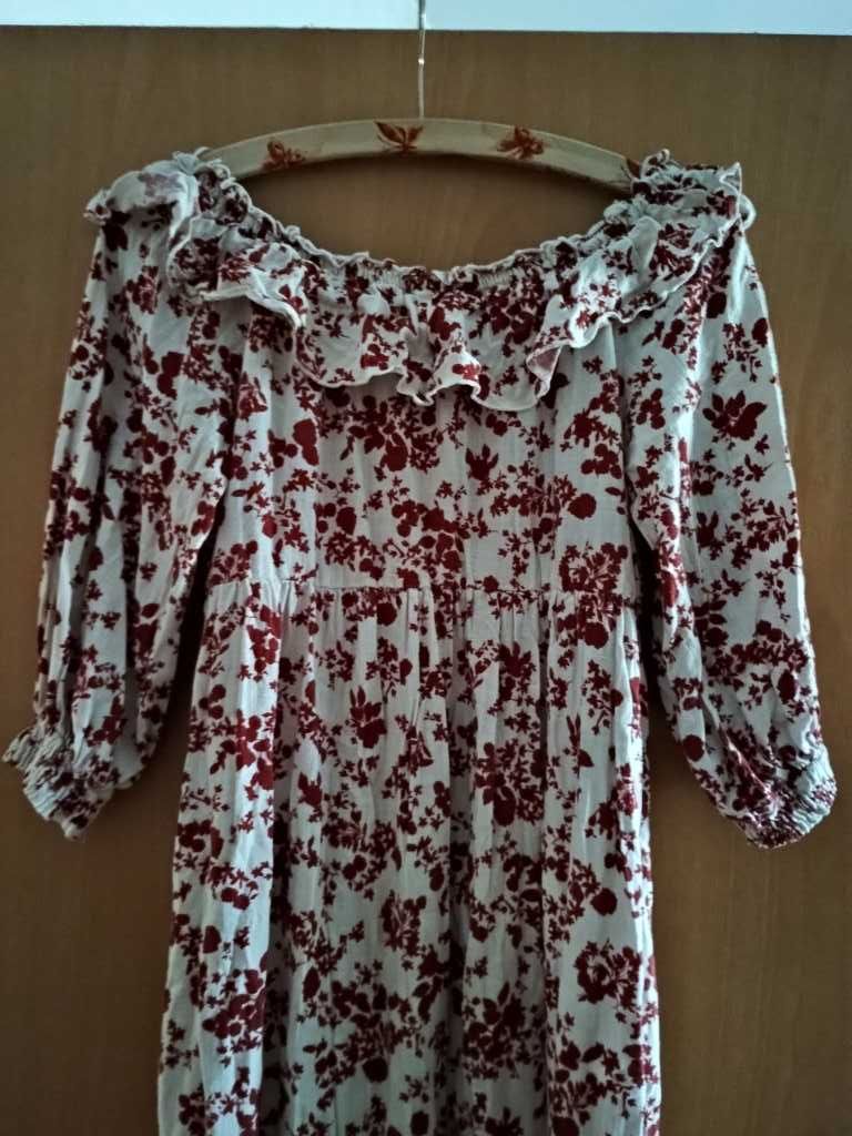 piękna Zara sukienka boho vintage/ XS-M/midi/maxi długa len