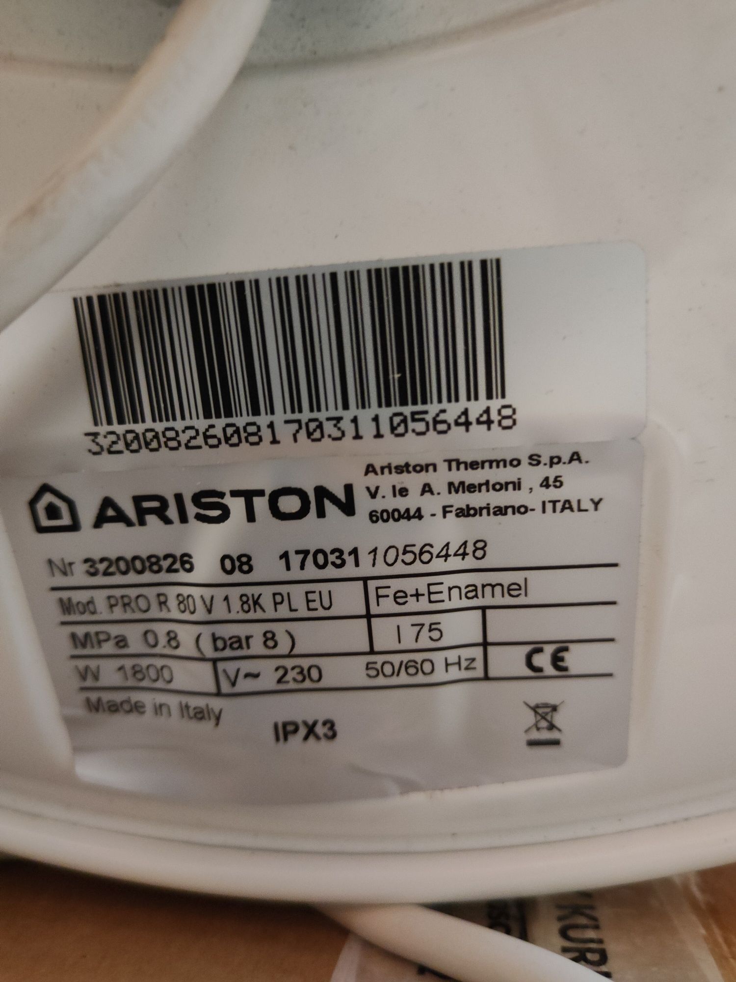 Podgrzewacze Ariston PRO R 80 uszkodzony