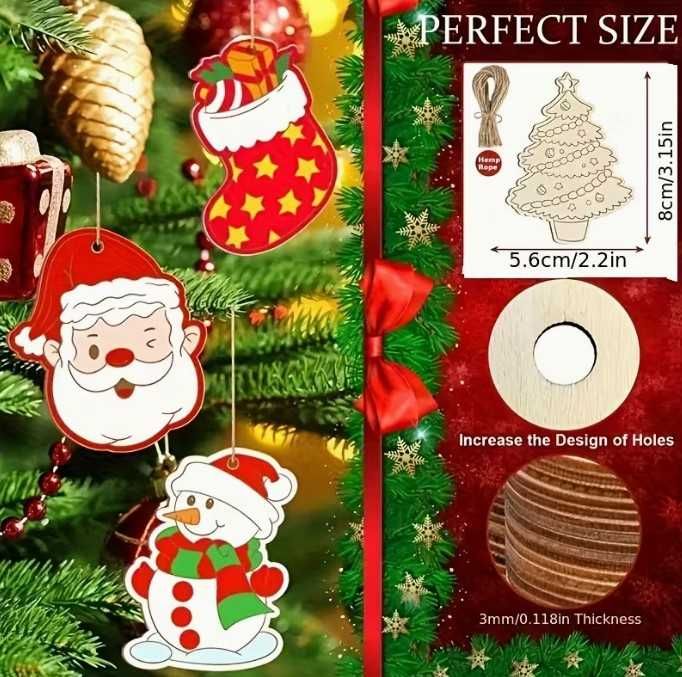 TOP – świątecznie 20szt. drewnianych ozdób do własnej aranżacji - nowe