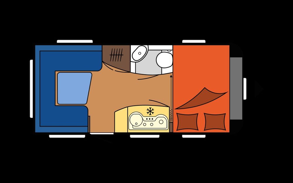 Wynajem PRZYCZEPY kempingowej HOBBY Deluxe 455UF z Klimatyzacją 1350kg