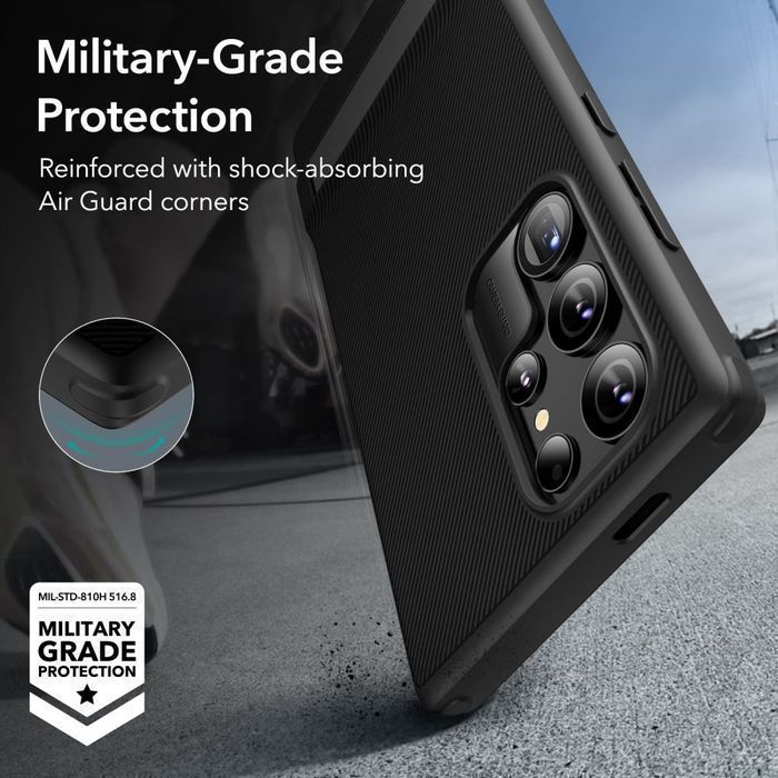 Eleganckie etui ESR Air Shield Boost dla Galaxy S24 Ultra - Czarne.