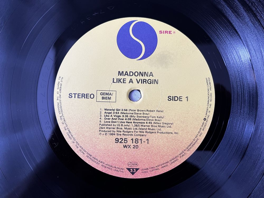 Płyty winylowe Madonna Like A Virgin, 1 Press.