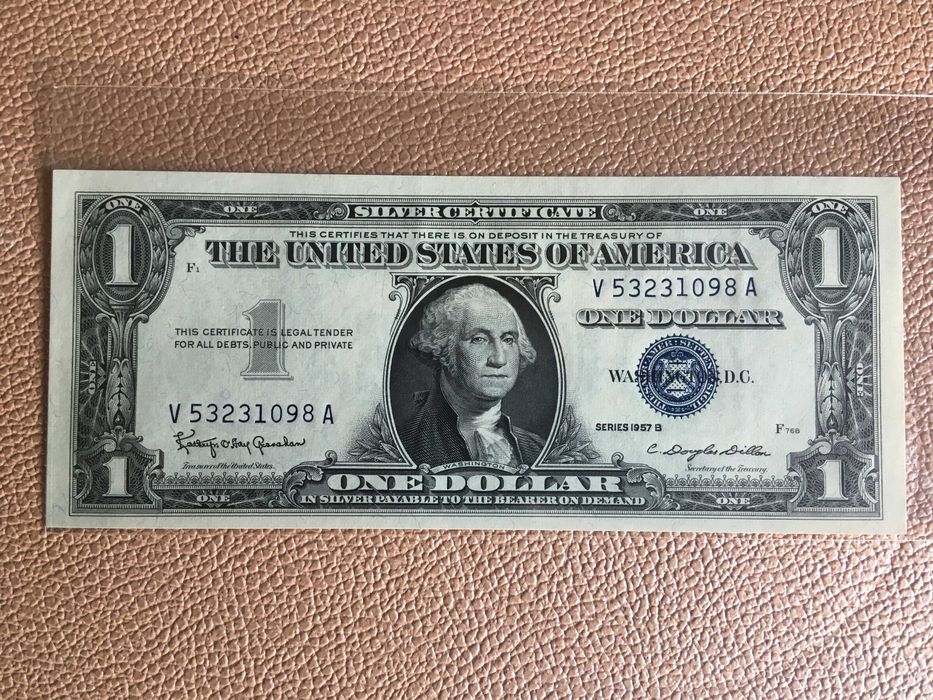 1 dolar 1957 rok (B) - "SILVER CERTIFICATE" - stan UNC - #2