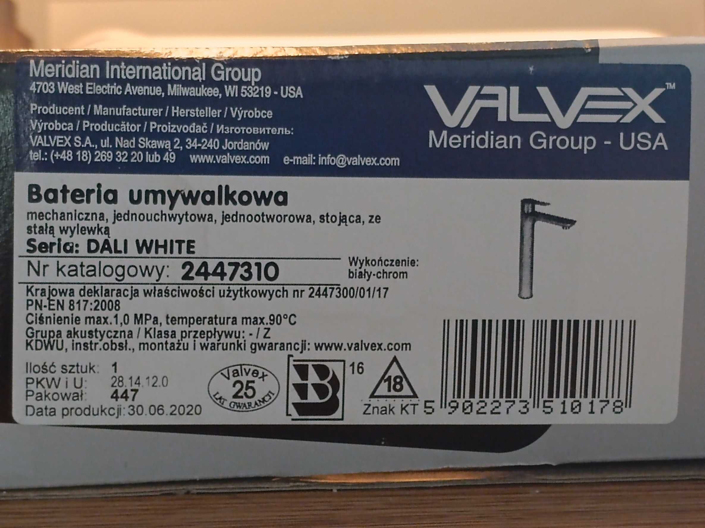 Bateria Umywalkowa Nablatowa Valvex Dali Biały/Chrom