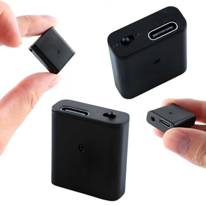 Mini Dyktafon Podsłuch szpiegowski kabel aktywacja głosem słuchawki