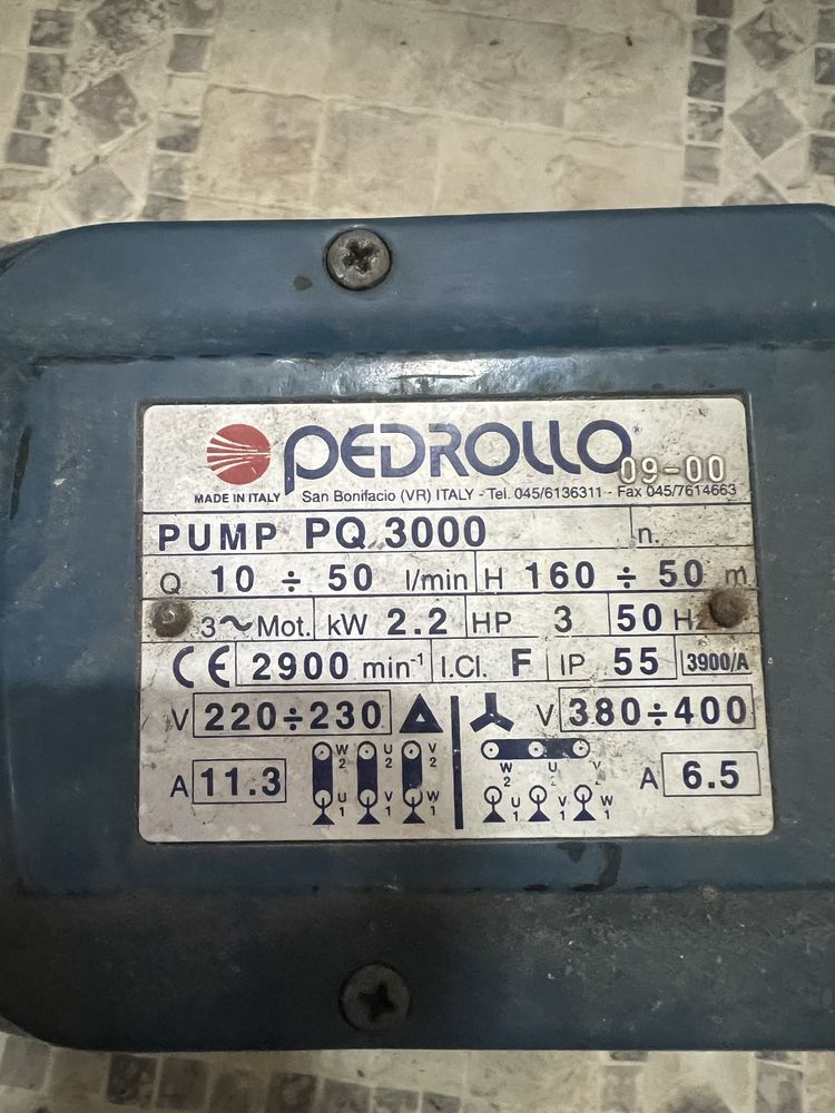 Продам насос вихревой Pedrollo PQ3000