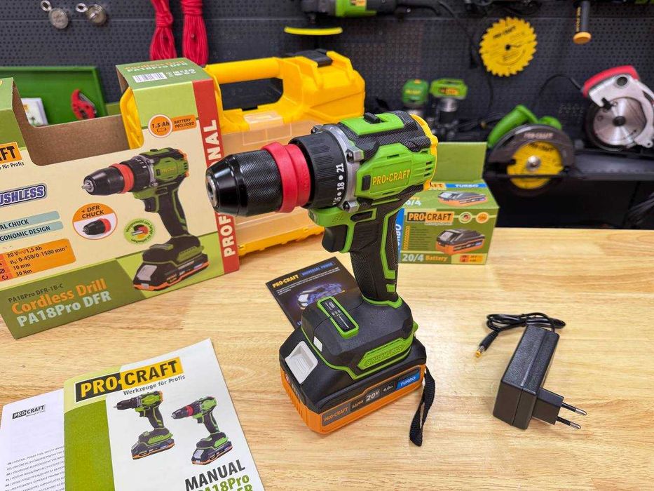 Вигідний Набір Шуруповерт Procraft (знімний патрон) + Акб TURBO 4.0 Ah