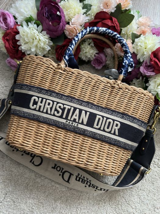 Torebka letnia plazowa na lato koszyk wiklinowy Dior