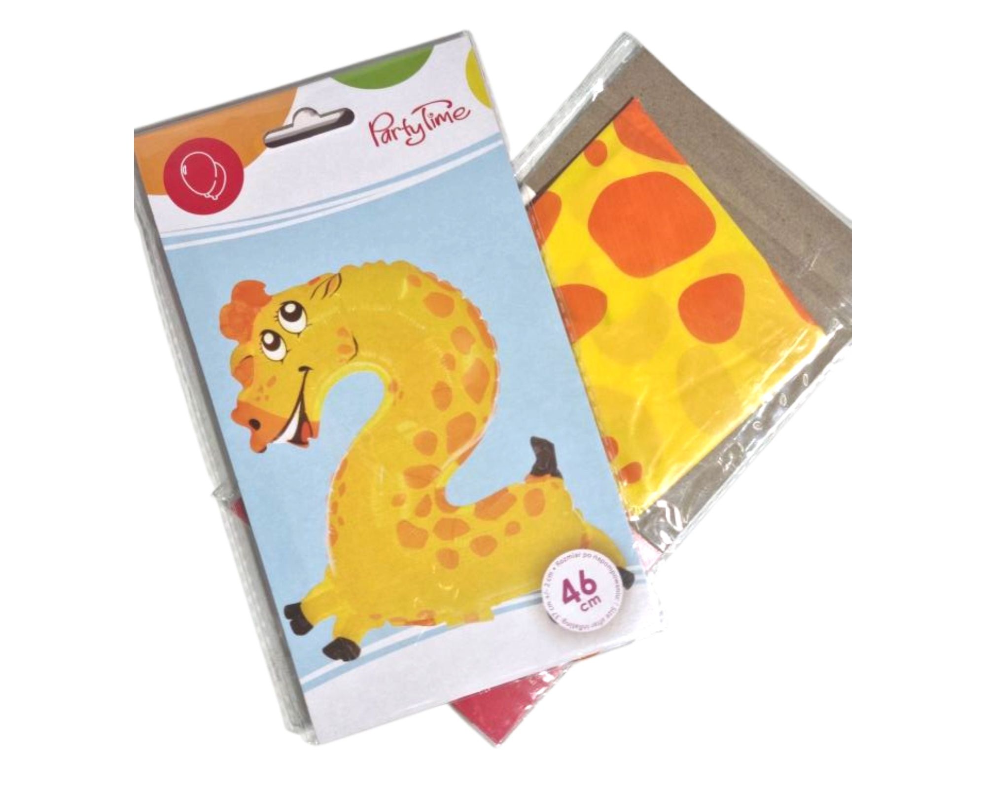 Balon foliowy cyfra 2, zwierzątko Żyrafa, 46cm, zwierzęta, urodziny