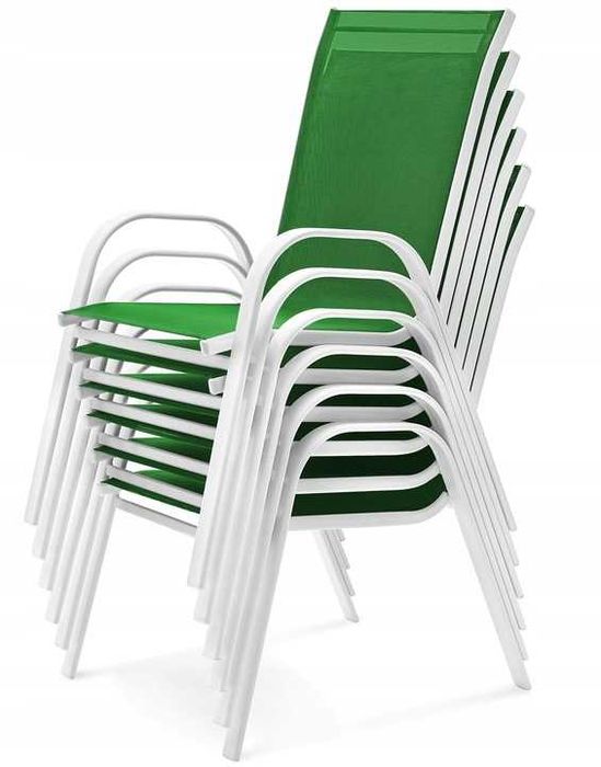 Meble ogrodowe zestaw stół krzesła 6+1 na taras balkon Zielone