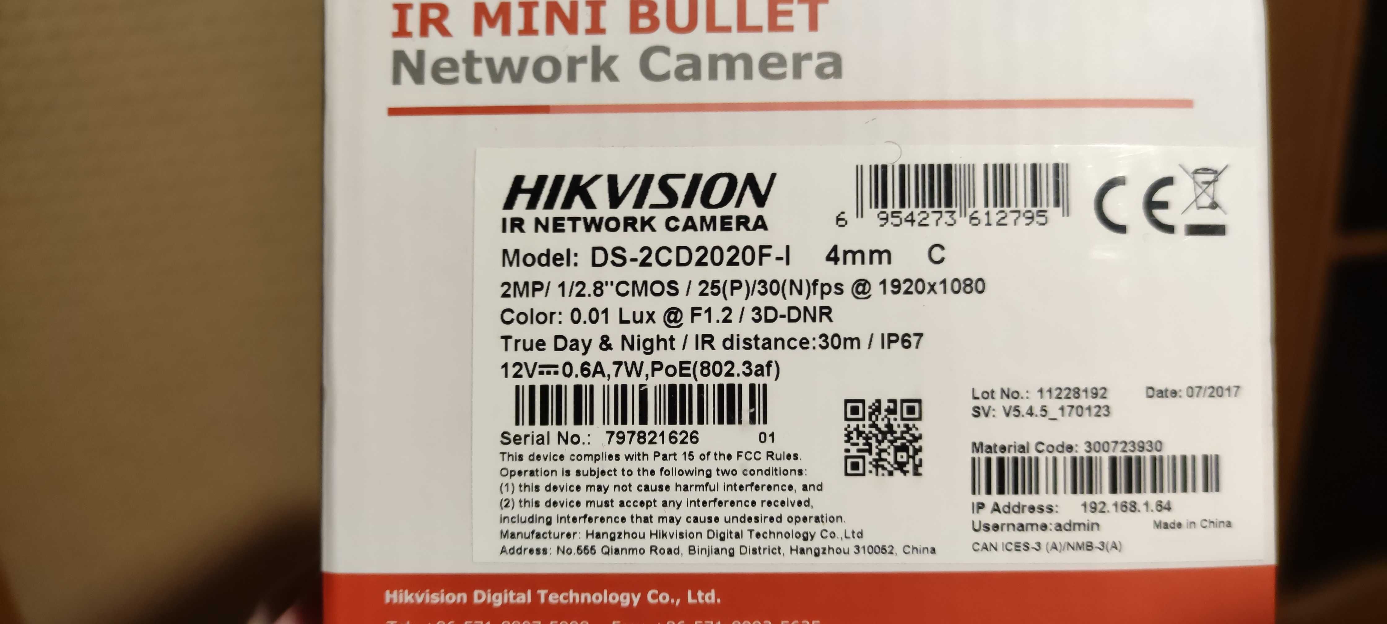Hikvision DS-2CD2020F-I + TP-LINK TL-POE150S