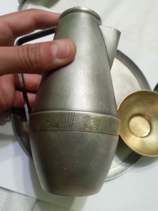 Советский мельхиоровый кофейник чашечки поднос ЮММЕТ