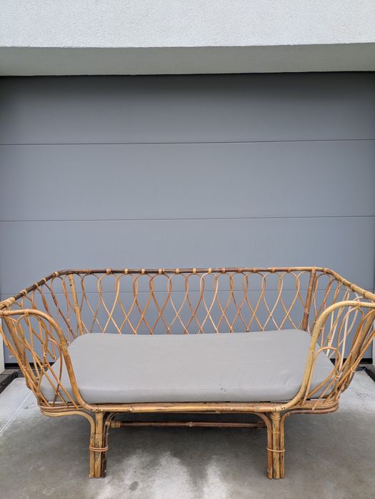 Duża ławka pleciona wiklinowa bambusowa boho