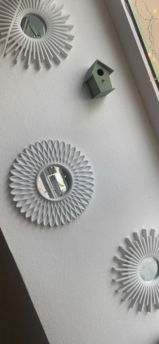 Dekoracja zestaw 3 luster w ramkach do domu na ścianę