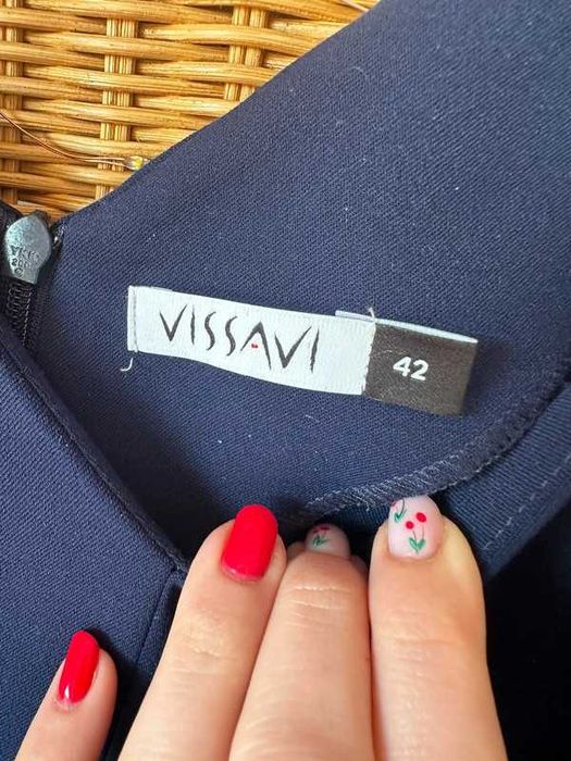 długa maxi sukienka granatowa z rozcięciem XL wesele