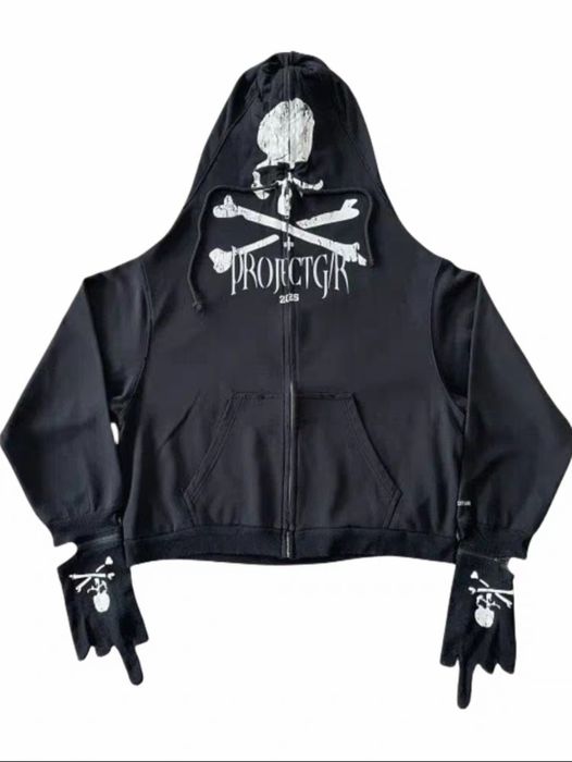 Grailz Project G/R x mastermind zip up hoodie черная кофта opium