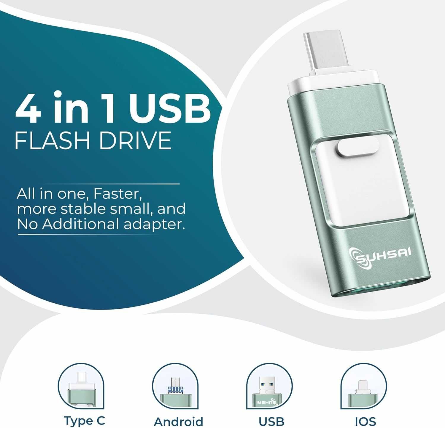 Pendrive SUHSAI 4 w 1 128 GB pamięć USB, dysk flash USB 3.0