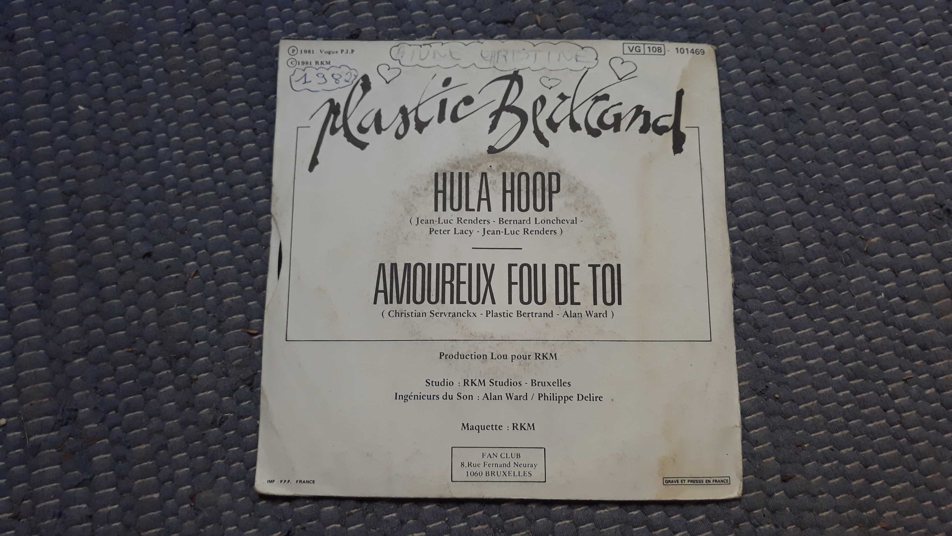 Plastic Bertrand - Hula Hoop - vinil single - portes incluídos