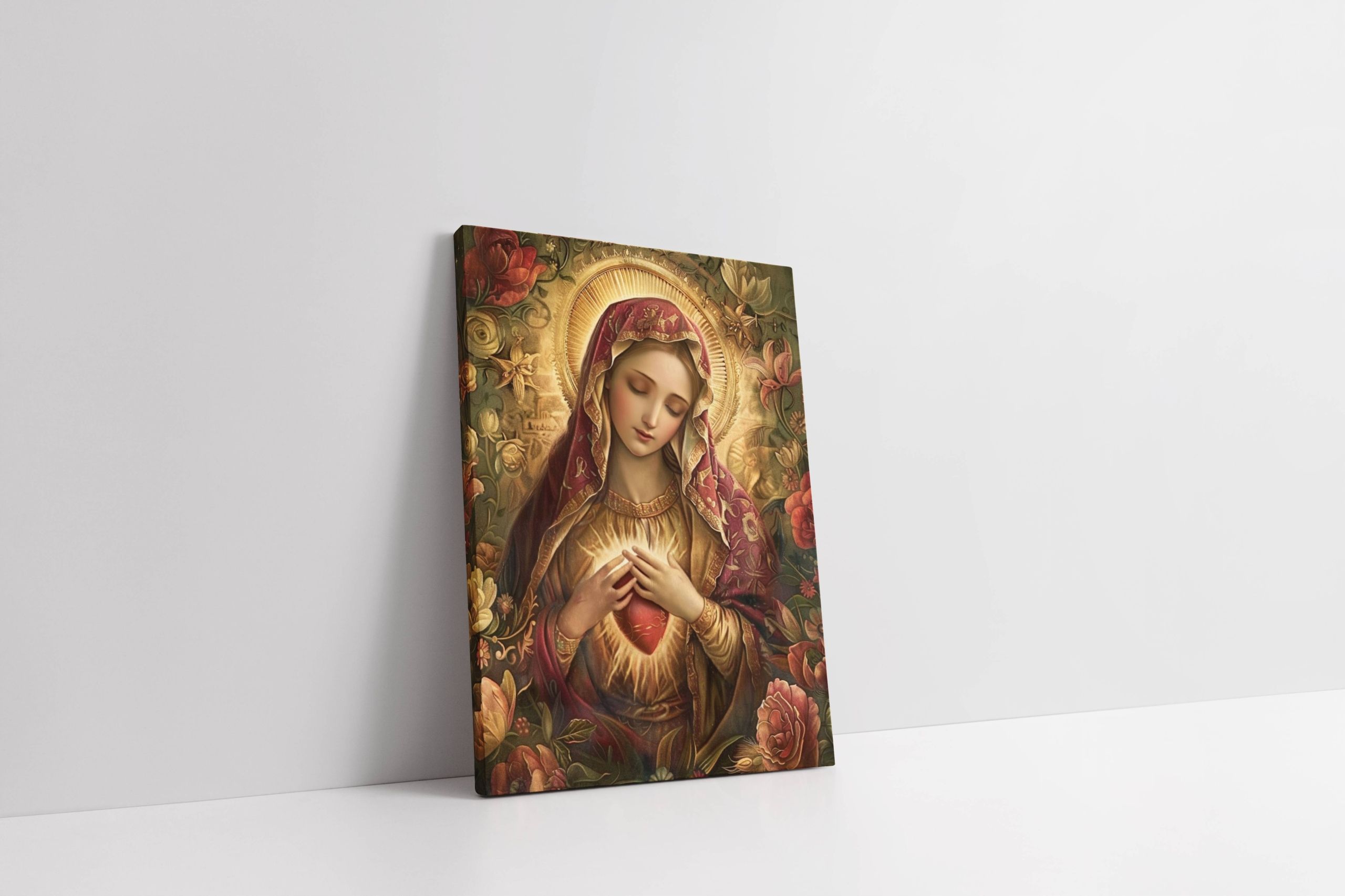 Obraz na płótnie "Serce Matki Bożej" 45x60 cm - sztuka sakralna