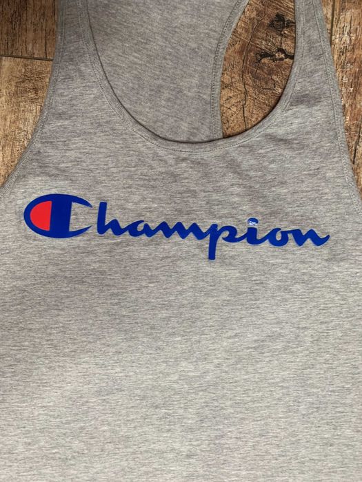Мужская серая майка Champion с классическим прорезиненным логотипом