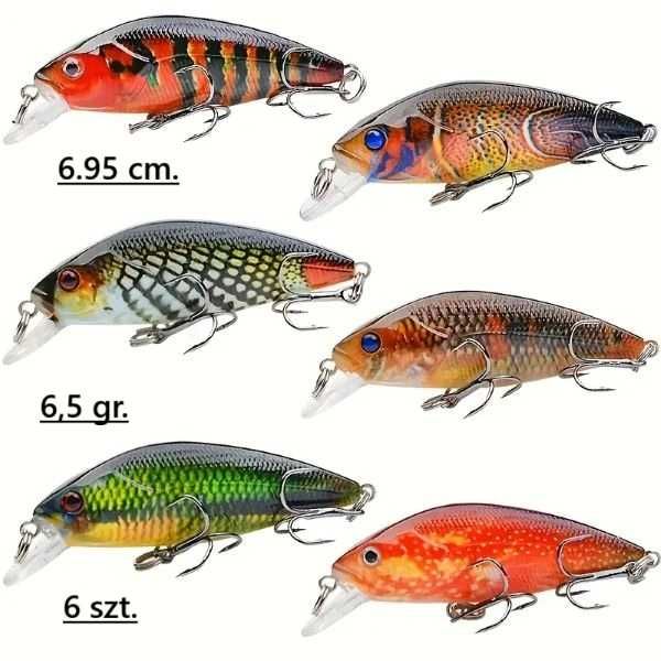 Komplet woblerów 6 szt. dł. 6,95. waga 6,5 gr.