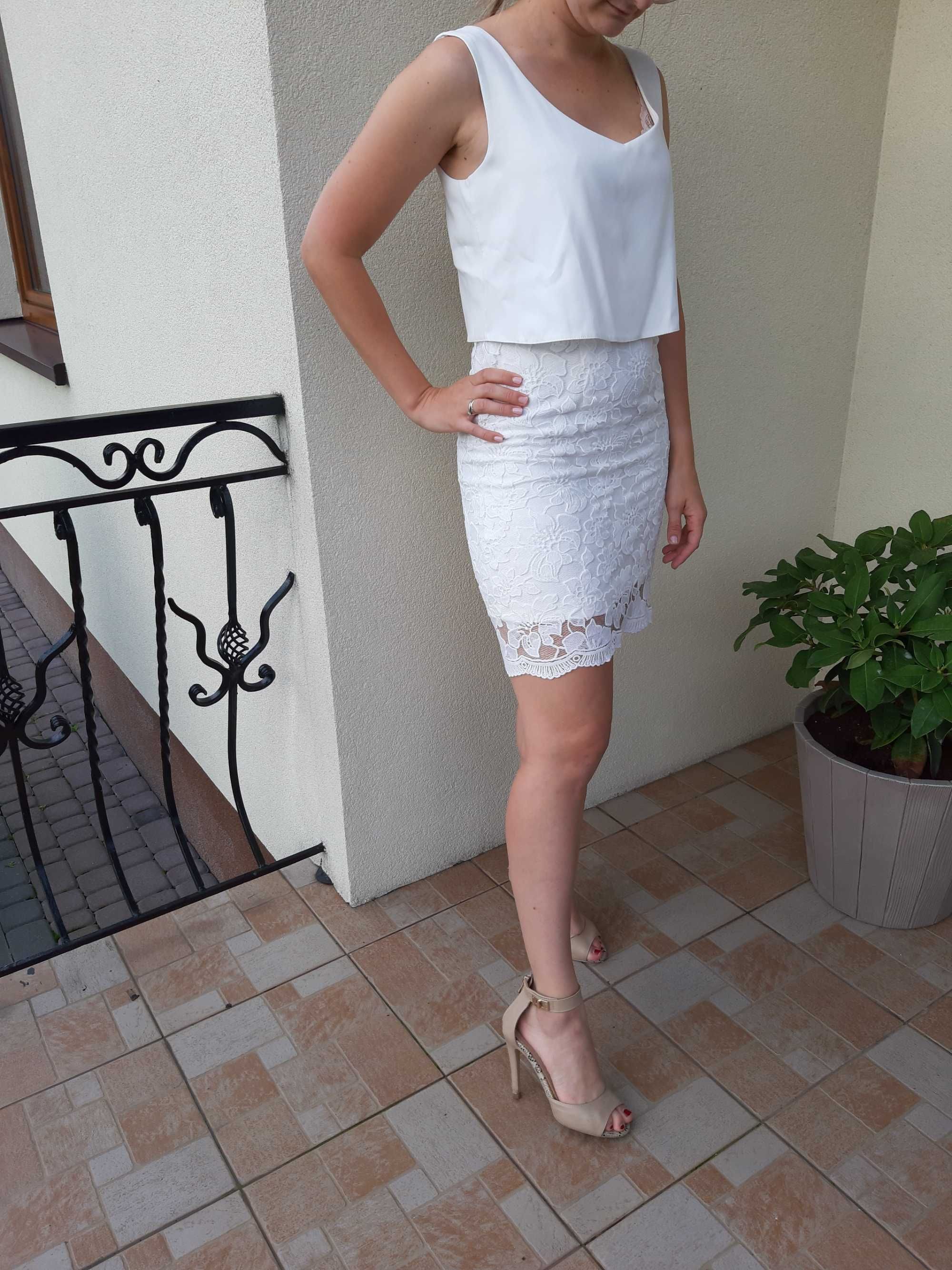 Biała sukienka krótka mini 36
