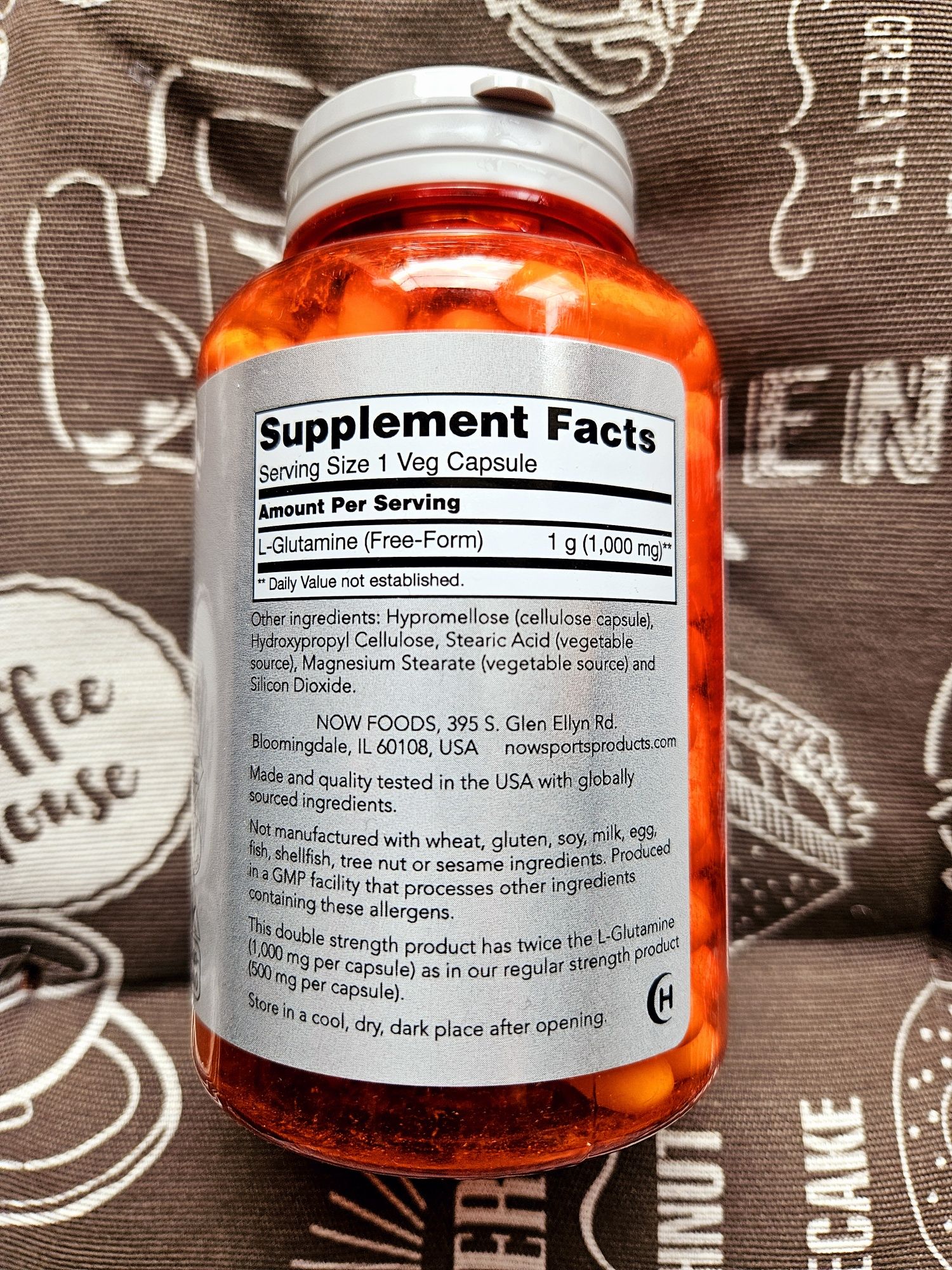 Now Foods L Glutamine 500 1000 мг глютамін л-глутамин 120 капс