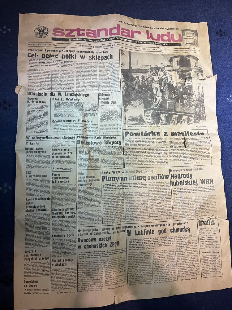 Sztandar ludu gazeta z 1989 antyk