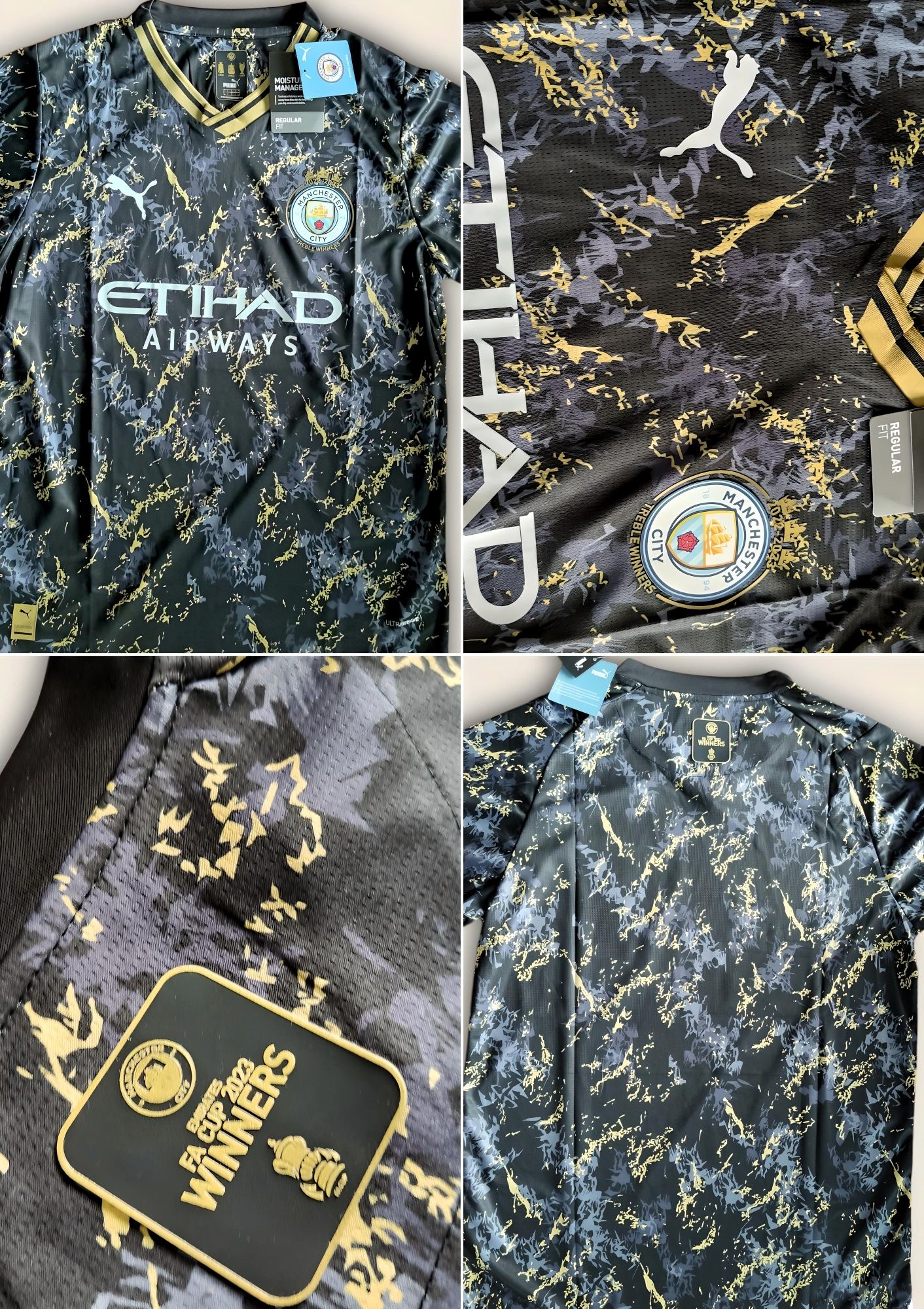 Camisola Futebol Manchester City 2023/2024 Campeão 3 Taças 2023