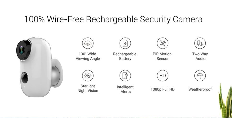 Câmara IP Vigilância • 1080P •WI-FI • Sem Fios • Solar+Bateria • IP65