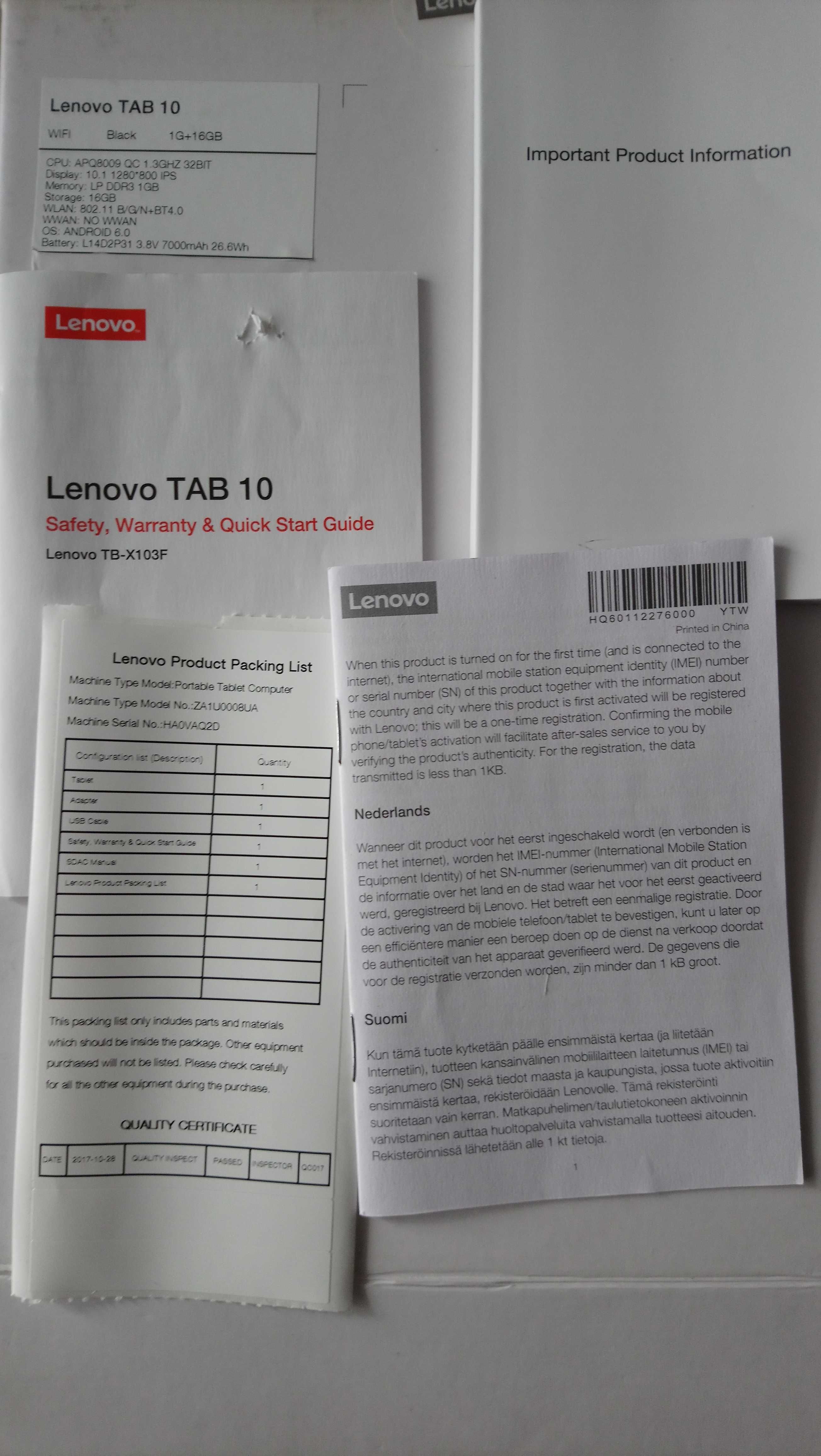Планшет Lenovo TAB 10 (1/16)