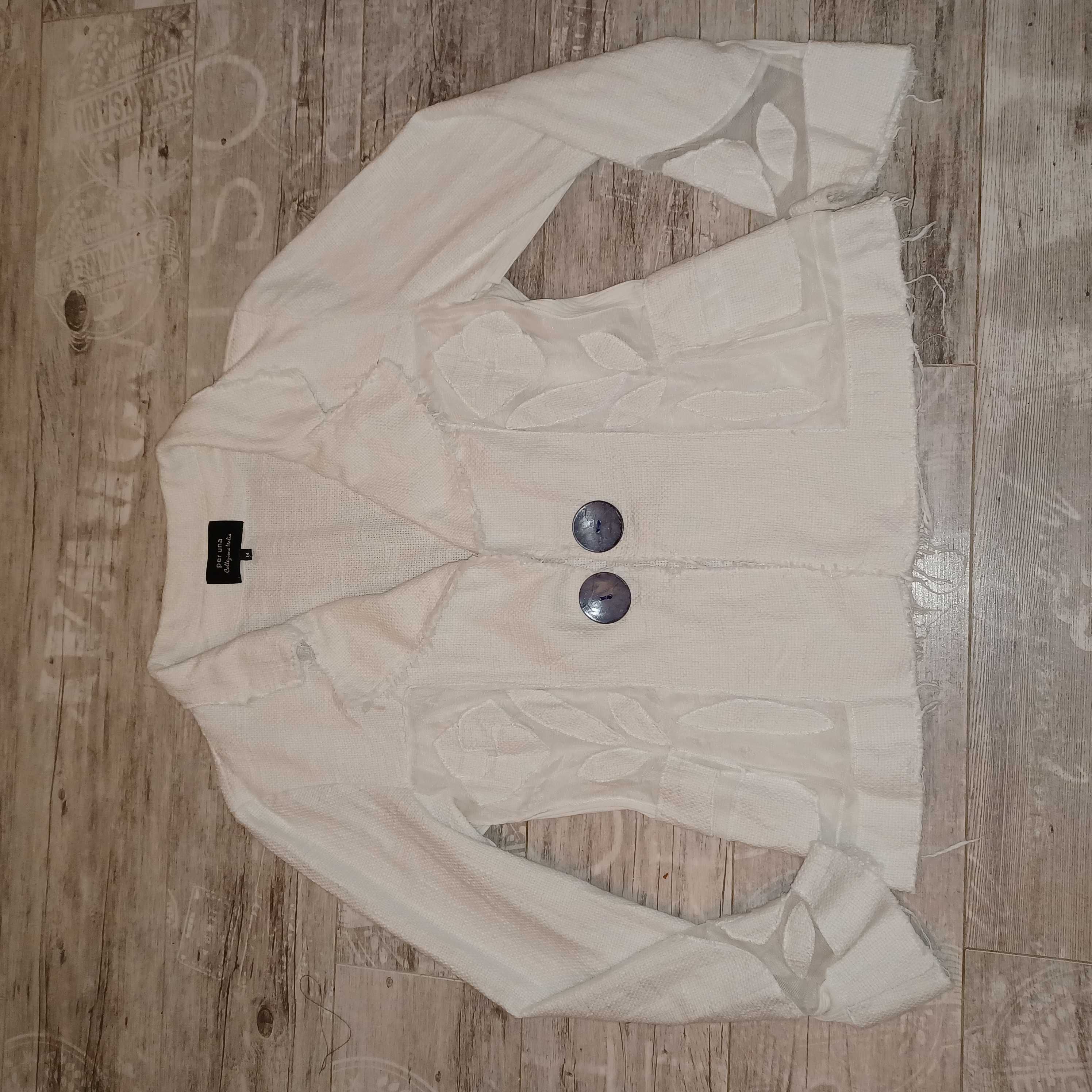 Per Una żakiet boho strzępiony biały Super design L/XL