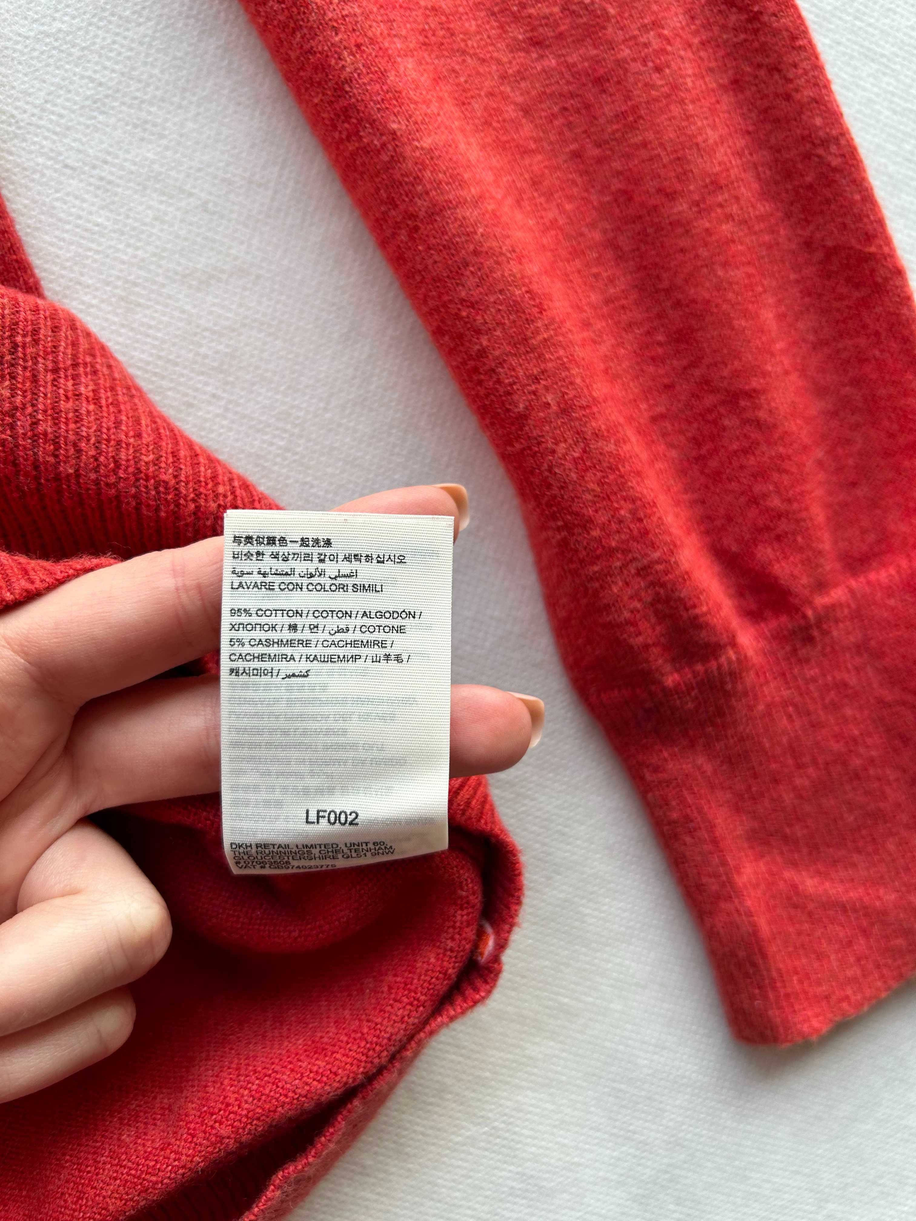 SuperDry _ Czerwony delikatny sweter w serek XL _ bawełna+kaszmir