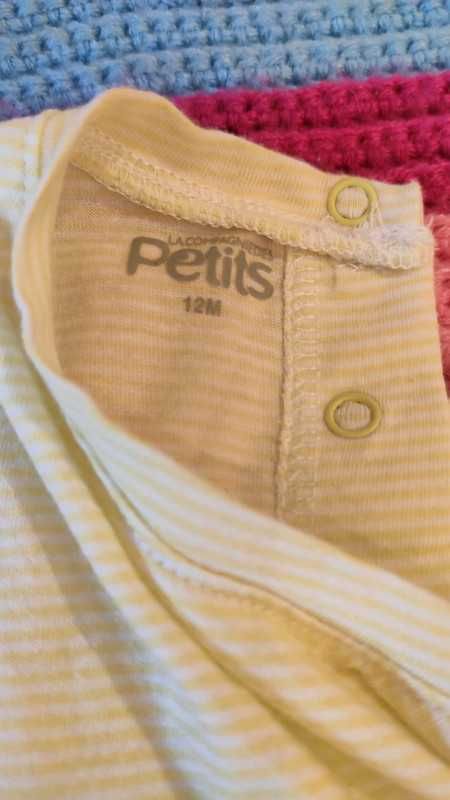 Babygrow menina, verde pistácio com motivo rosa, 12 meses. Les petits