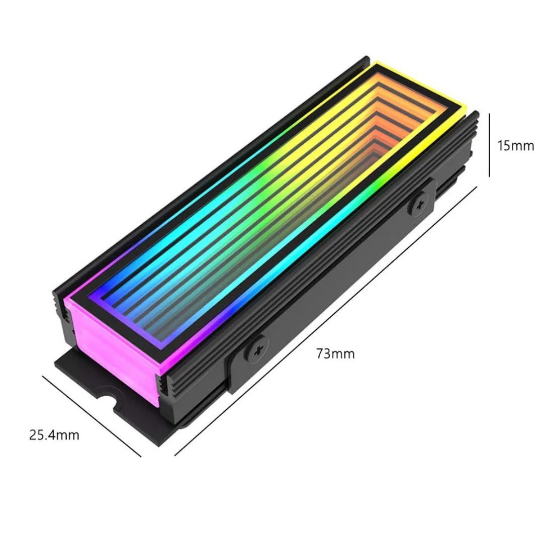 Radiator dysku SSD NVME PCI-e Sata aRGB - efekt lustra - dwa kolory