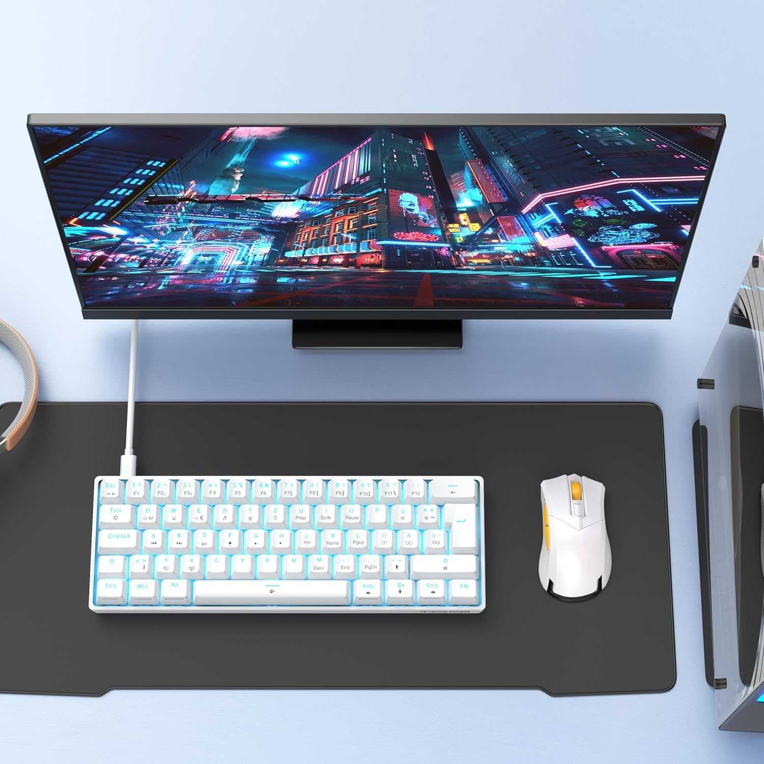 TMKB T61SE-D Mechaniczna klawiatura gamingowa Red Switch DE Biała