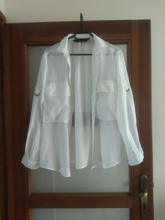 Bluzka ZARA koszulowa Boho biała damska