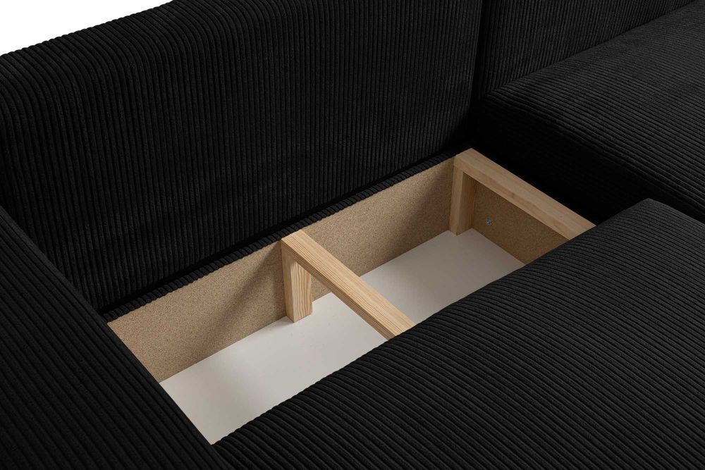 Narożnik GUSTO sztruks na sprężynie falistej z pojemnikiem i f. spania